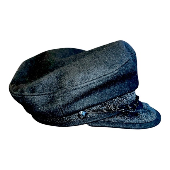 NWOT Greek Fisherman’s cap wool blend black textured size 57-7 1/8 nautical - Picture 3 of 8